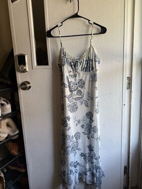 Floral Ivory and Gray Maxi Slip Dress